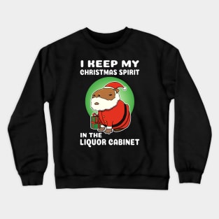 I keep my Christmas spirit in the liquor cabinet Capybara Christmas Crewneck Sweatshirt